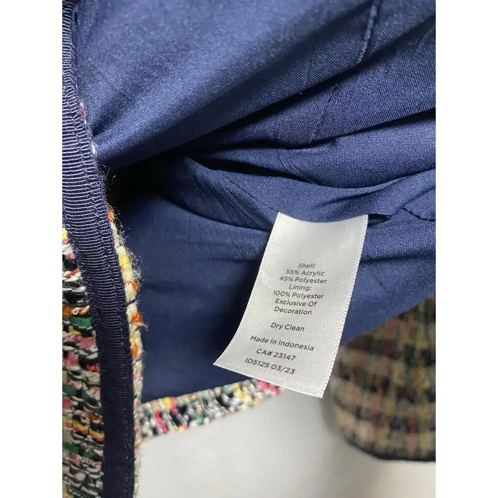 Talbots Colorful Tweed Preppy Cute Work Blazer Size 8 Pockets Lined Dbl Breasted